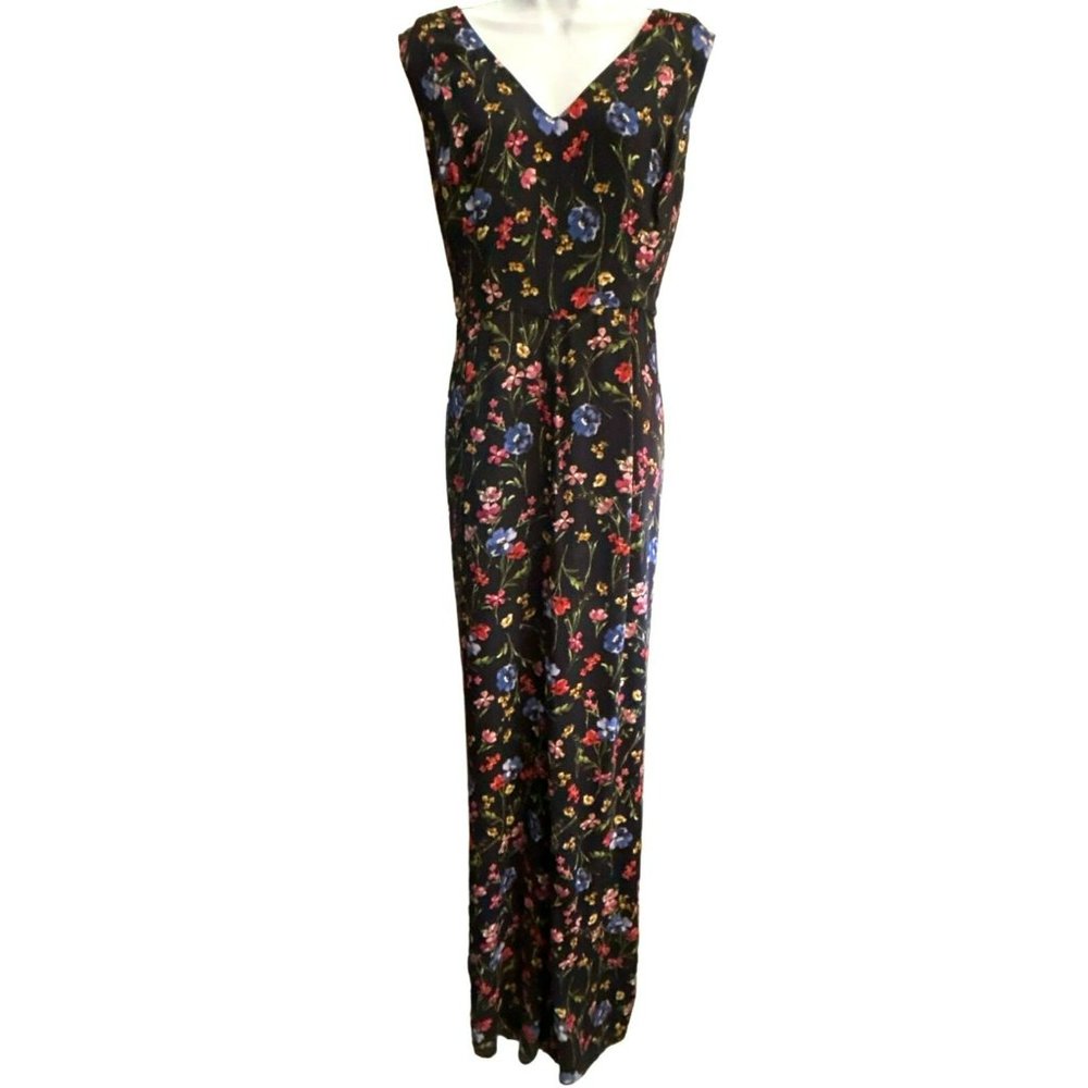 Hobbs London Women's Navy Laura Floral Jumpsuit Size 14 Sleeveless Wide Leg